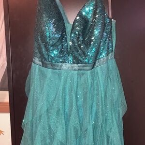 Dark green prom dress